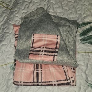 SHEIN Gray and Pink Plaid Pajama Set